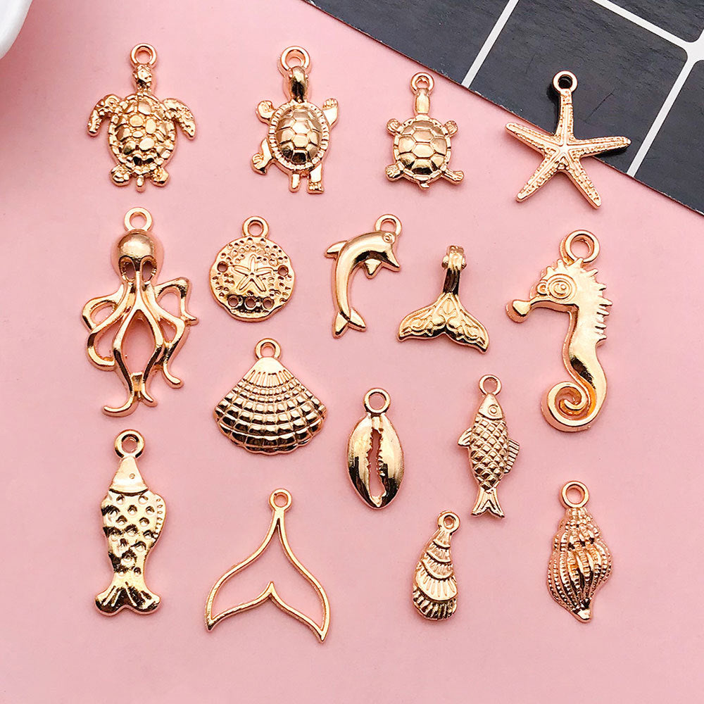 Wholesale Ocean Conch Sea Star Octopus Sea Turtle Shell Alloy DIY Necklace Pendant Accessories